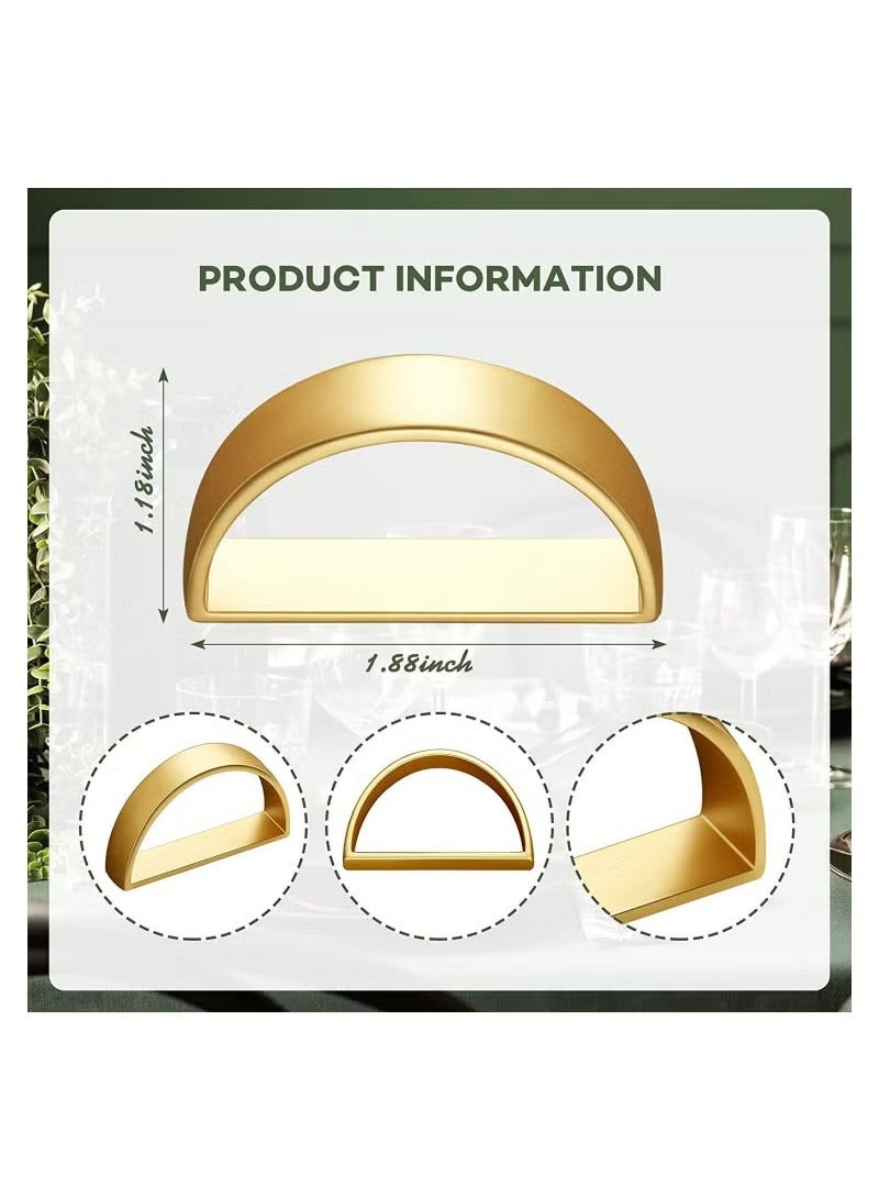 حلقات المناديل، 10 قطع من حاملات حلقات المناديل المصنوعة من الفولاذ المقاوم للصدأ باللون الذهبي، حامل حلقات بتصميم عصري مع مشابك معدنية على شكل نصف دائرة لتزيين الطاولة أو المطبخ أو العشاء أو الزفاف - Image 4