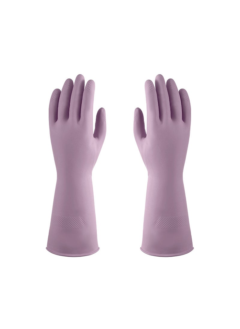 1 x 5 pcs Durable Latex Gloves for Household Cleaning Purple (in light) 