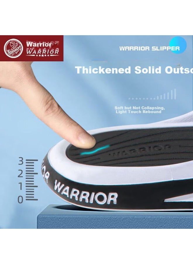 Pull Back Warrior Men's Sports Slippers Home Bathroom Non-slip One-strap Thick Sole Durable Beach Sandals Black White 38-39 - Image 4