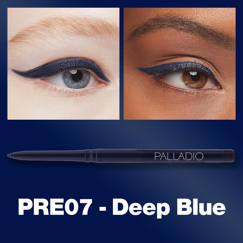 Palladio Retractable Waterproof Eyeliner, Richly Pigmented Color and Creamy, Slip Twist Up Pencil Eye Liner, Smudge Proof Long Lasting Application, All Day Wear, No Sharpener Required, Deep Blue - Image 2