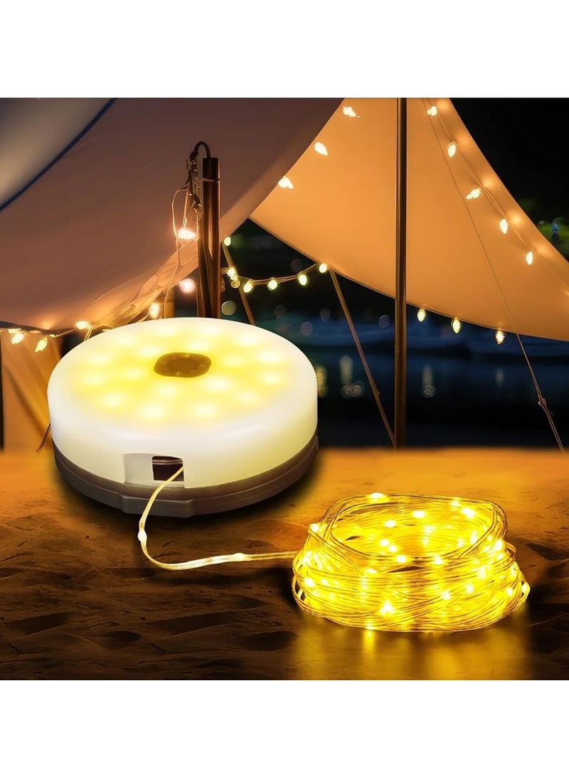 Camping Fairy Lights,Outdoor Waterproof Portable Stowable String Light,Saker String Lights,Camping String Lights,Portable Camping Lights, Sturdy Ip67 Waterproof Tent Fairy String-8m Warm