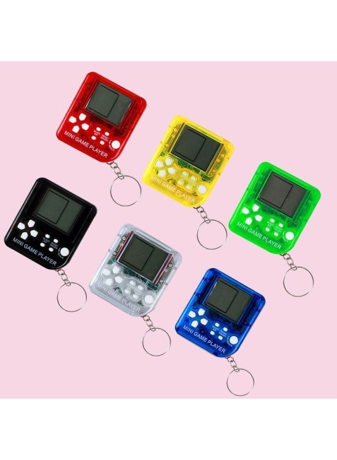 Mini Portable Game Console Toy Electronic Blocks Retro Classic Gift Keychain Toy Handheld Video Game Player Key Ring-Color:Transparent Series Color Random  - Image 1