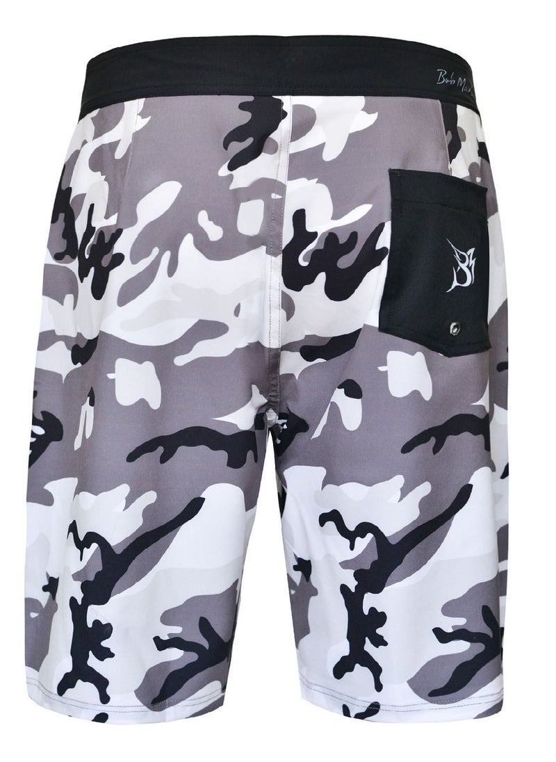 BOB MARLIN شورت سباحة Bob Marlin Performance Board Shorts سريع الجفاف من Bob Camo Grey  - Image 2