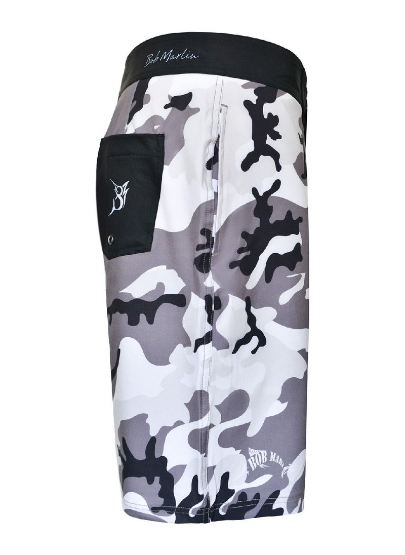 BOB MARLIN شورت سباحة Bob Marlin Performance Board Shorts سريع الجفاف من Bob Camo Grey  - Image 3