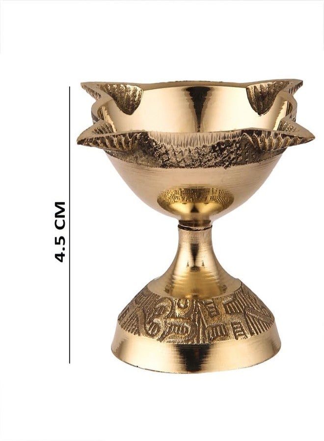 DOKCHAN 4 Face Brass Diya for Pooja, Mandir, Diwali Festival Oil lamp Diya for Daily Pooja/Diwali Pooja Charmukhi Diya for Pooja (Size - 4.5cm) - Image 5