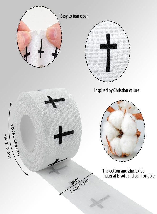 Lukinuo Cross Tape 2 pcs Christian Athletic Sports Wrap Tape Jesus Cotton Wrist Sport Tape Cross Religious Tape for Christian Athletes（2IN X 23FT ） - Image 2