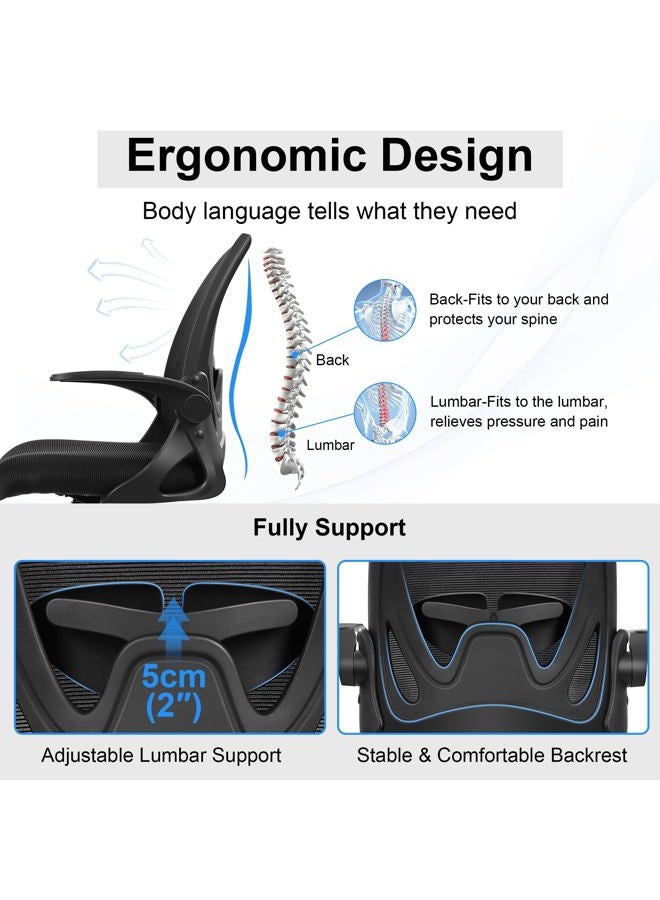 Primy Drafting Chair Tall Office Chair with Flip-up Armrests Executive Ergonomic Computer Standing Desk Chair with Lumbar Support and Adjustable Footrest Ring (Black) - Image 3