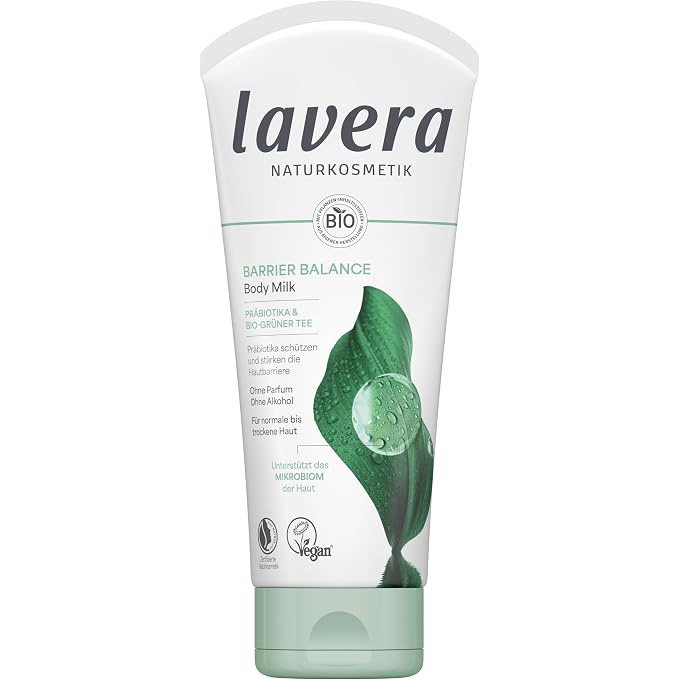lavera Barrier Balance Body Milk - Alcohol Free - No Perfume - Strengthens Skin Barrier - Moisturising - Prebiotics - Vegan - Natural Cosmetics - 200 ml - Image 1