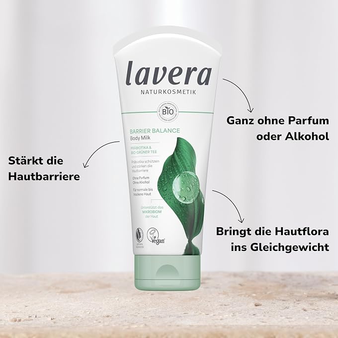 lavera Barrier Balance Body Milk - Alcohol Free - No Perfume - Strengthens Skin Barrier - Moisturising - Prebiotics - Vegan - Natural Cosmetics - 200 ml - Image 3
