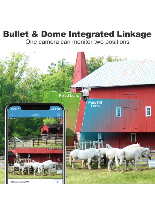 GENBOLT 4G Dual-Lens Surveillance Camera: 4MP Resolution, Indoor/Outdoor Use, Supports DC12V/PoE Power, 4x Zoom, 24/7 Continuous Recording, Full-Color Night Vision, Supports SD Card/Cloud Storage, Two-Way Audio, Humanoid Tracking, PTZ Control, Sound & Light Alarm, IP66 Rated - Image 2