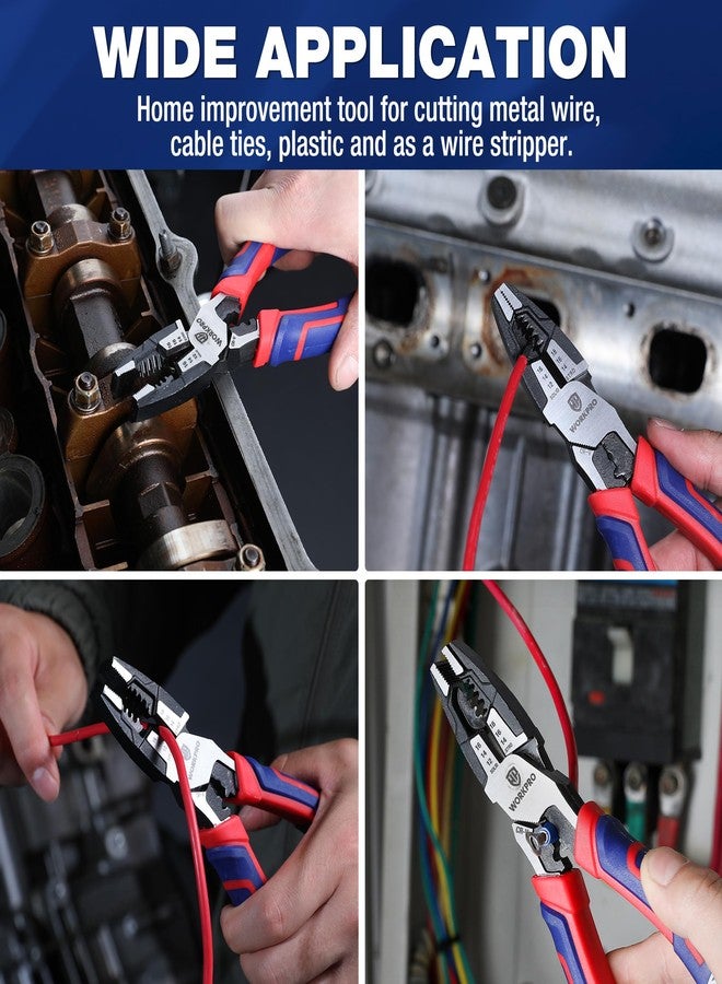 ووركبرو كماشة WORKPRO 6 في 1 لخطوط الأسلاك مع قاطع أسلاك ومجرد، كماشة مركبة متعددة الأغراض مقاس 8 بوصات، كماشة يدوية فولاذية CRV فاخرة للف أسلاك القطع وربط البراغي - Image 5