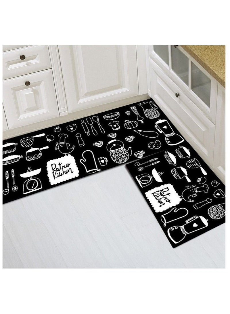 Y&D 2pcs fashion modern area non-slip floor carpet for living room bedroom and kitchen multicolour 40*60cm+40*120cm  - Image 1