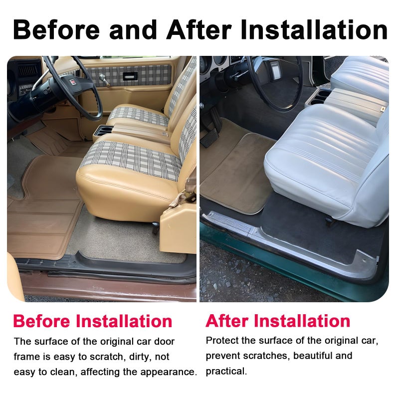 FEIMAOTUI Door Sill Guards Kit Compatible with Chevy GMC C10 C20 C30 R10 R20 R30 R1500 R2500 R3500 Pickup 1978â€“1987, Aluminum Door Sill Plates (4-Piece Set) - Image 4