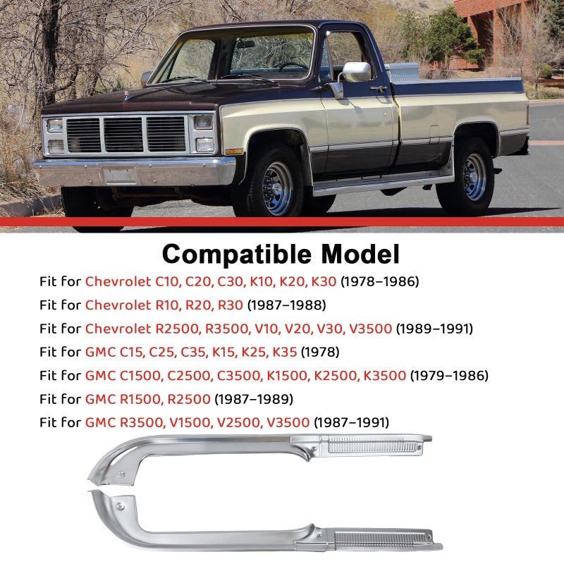 FEIMAOTUI Door Sill Guards Kit Compatible with Chevy GMC C10 C20 C30 R10 R20 R30 R1500 R2500 R3500 Pickup 1978â€“1987, Aluminum Door Sill Plates (4-Piece Set) - Image 2
