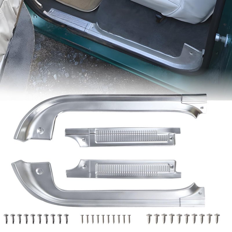 FEIMAOTUI Door Sill Guards Kit Compatible with Chevy GMC C10 C20 C30 R10 R20 R30 R1500 R2500 R3500 Pickup 1978â€“1987, Aluminum Door Sill Plates (4-Piece Set) - Image 1