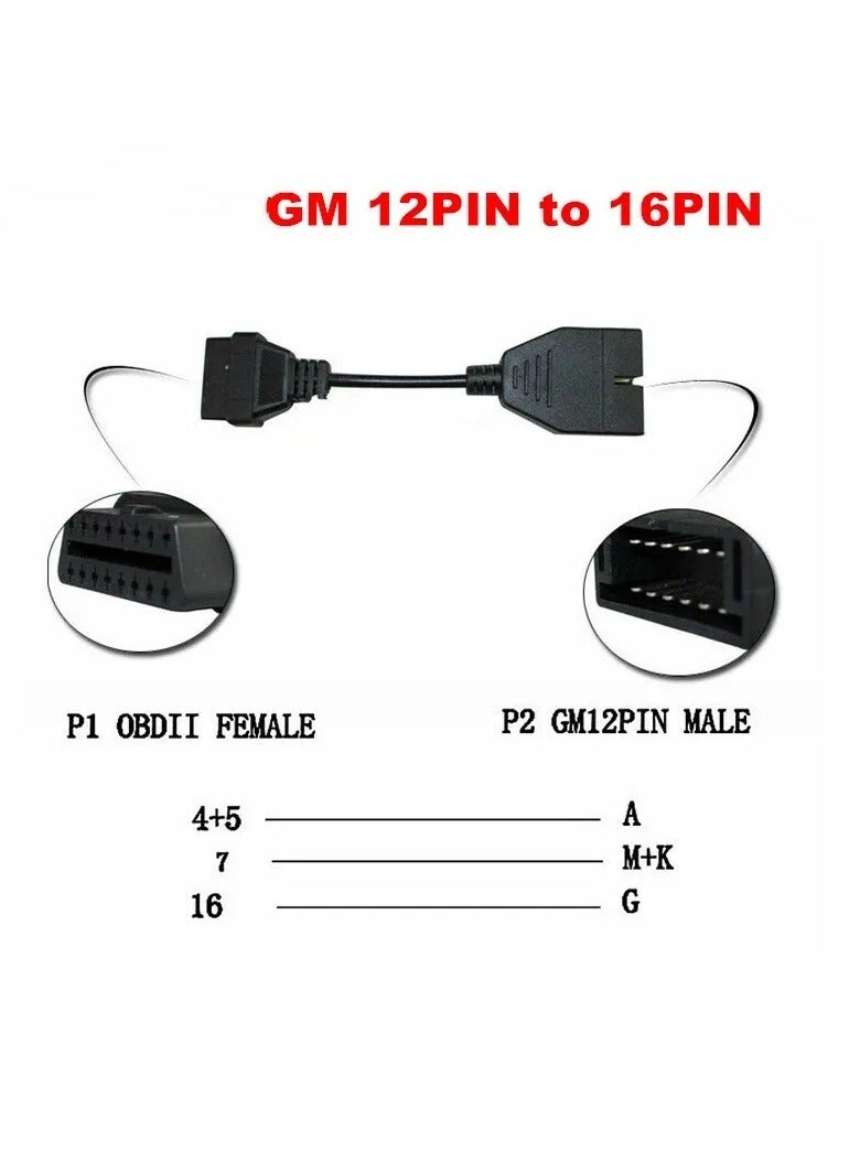 GM Car 12 Pin to OBDII 16 Pin Cable Diagnosis OBD II Adapter Scanner Dlc Cable Connector - Image 2