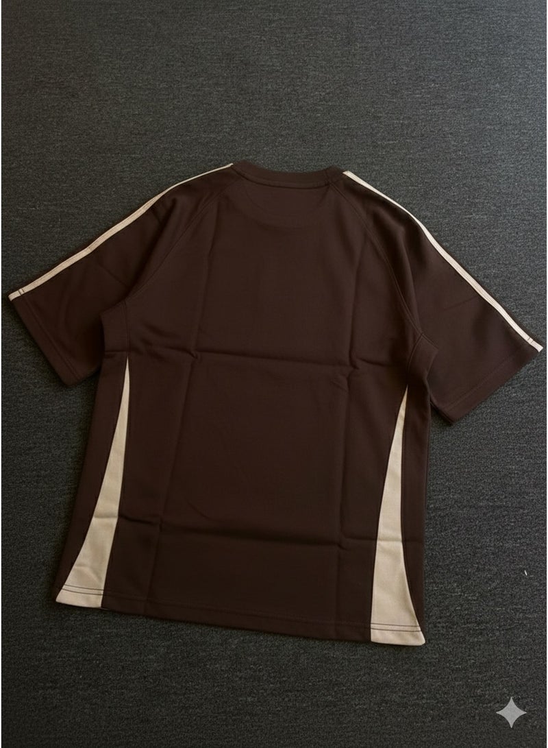 MR DARZI Saudi Limited Edition Athletic T-Shirt - Brown/Off-White Stripes - Image 2