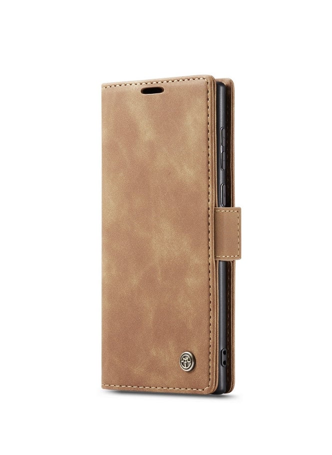 CaseMe CaseMe Samsung Galaxy S24 Ultra Case Wallet, for Samsung Galaxy S24 Ultra Wallet Case Book Folding Flip Folio Case with Magnetic Kickstand Card Slots Protective Cover - Brown  - Image 1