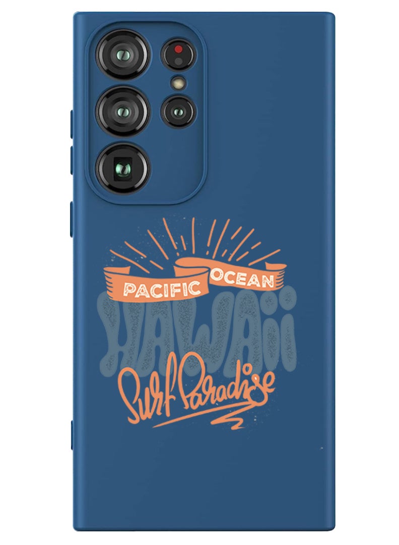 Theodor Protective Slim Fit Case Liquid Silicone Cover with Full Body Protection Anti-Scratch Shockproof Case For Samsung Galaxy S24 Ultra (Blue) - Hawaii Surf Paradise Pacific - Image 1