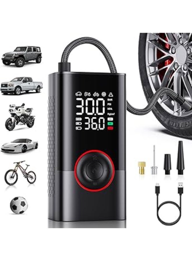 Car Tire Inflator | Tire Air Pump | Cordless Tire Inflator, Compressed Air Compressor, Battery Operated Tire Inflator, Air Pump for Car, Motorcycle - Image 1