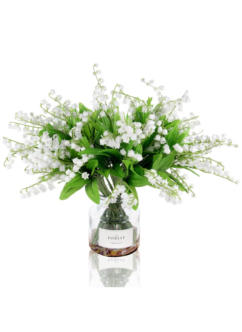 Tinsow Tinsow 20 Pcs Artificial Lily of The Valley Faux Flowers Bell Orchid Wedding Bouquet May Flower for Home Garden Wedding Party 20 