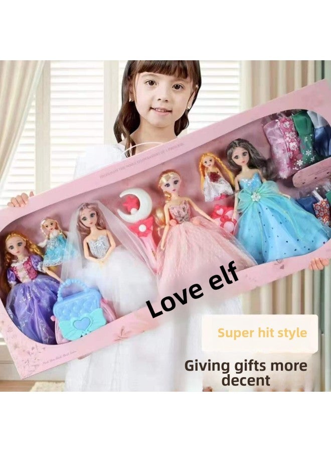 According To Sweet Barbie Doll Ice Princess Simulation Dress Up Doll Big Gift Box Birthday Gift Set Box-Color:(80cm)6 Eva + Light Bag + Stick + Necklace - Image 2