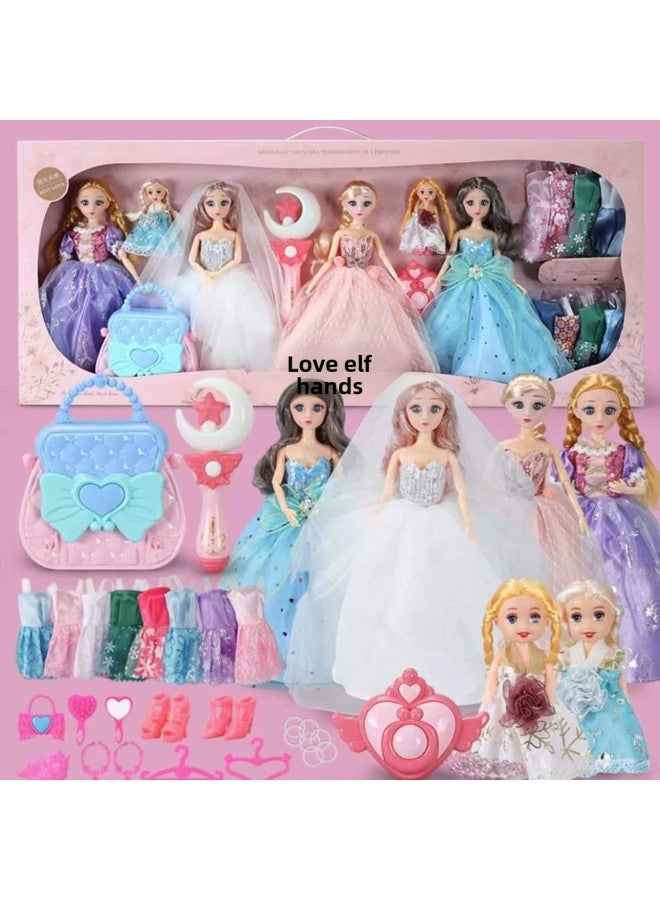 According To Sweet Barbie Doll Ice Princess Simulation Dress Up Doll Big Gift Box Birthday Gift Set Box-Color:(80cm)6 Eva + Light Bag + Stick + Necklace - Image 5