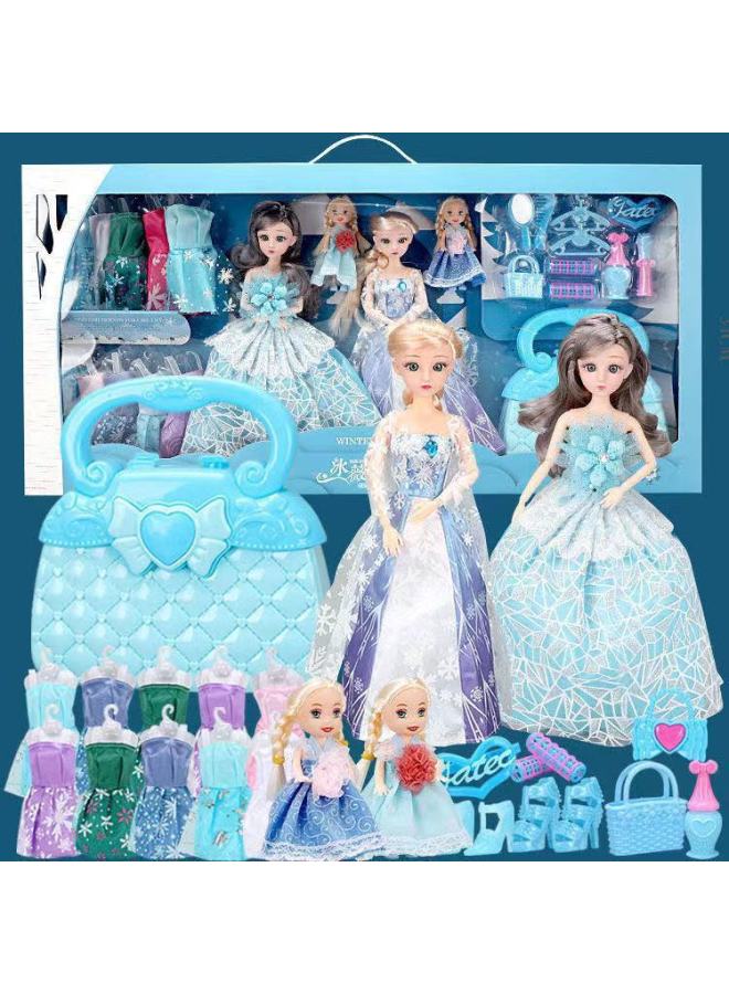 According To Sweet Barbie Doll Ice Princess Simulation Dress Up Doll Big Gift Box Birthday Gift Set Box-Color:(80cm)6 Eva + Light Bag + Stick + Necklace - Image 3