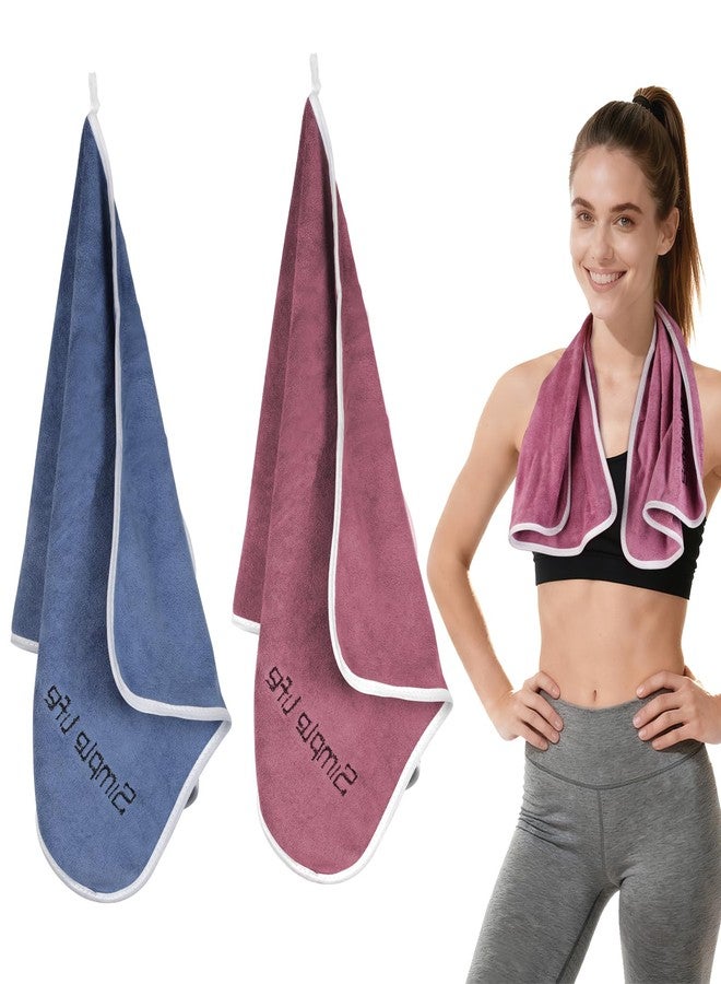 Guirnd Microfiber Gym Towels, Women & Men Quick Dry Workout Towels, Super Soft Sports Towel for Fitness, Yoga, Swimming, Running, Outdoor Sports (Blue + Pink) - Image 1