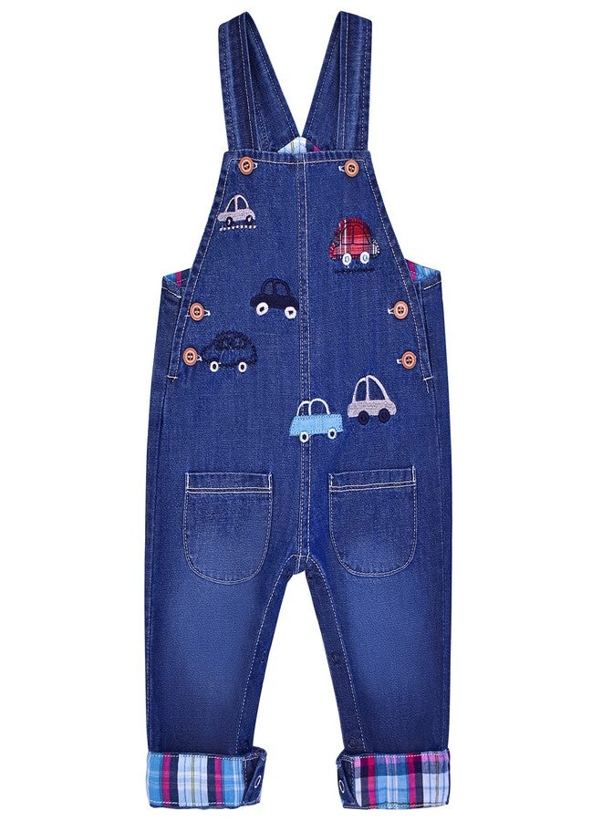 Peacolate 6M-3Y Baby Boy Thin denim overalls 1pcs Jumpstuis Kids pants (Car, 18-24M) - Image 1