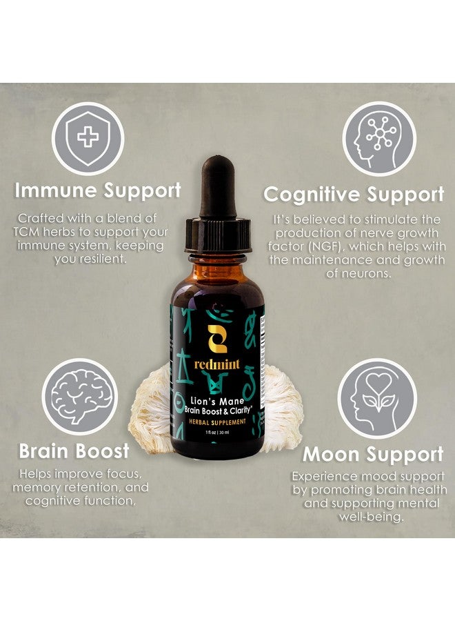 Redmint Lion's Mane Mushroom Herbal Tincture - Brain Boost & Clarity | Organic Immune Support Mushroom Supplement Rooted in Ancient TCM Wisdom for Focus, Memory Health & Wellness | 1 fl oz - Image 3
