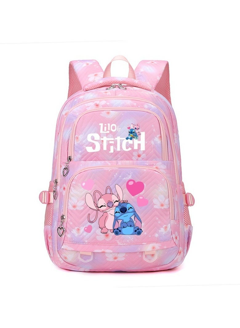 Stitch cartoon print embossed large capacity schoolbag for primary and secondary school students cute backpack light and fashionable backpack 31*43*16CM - Image 1