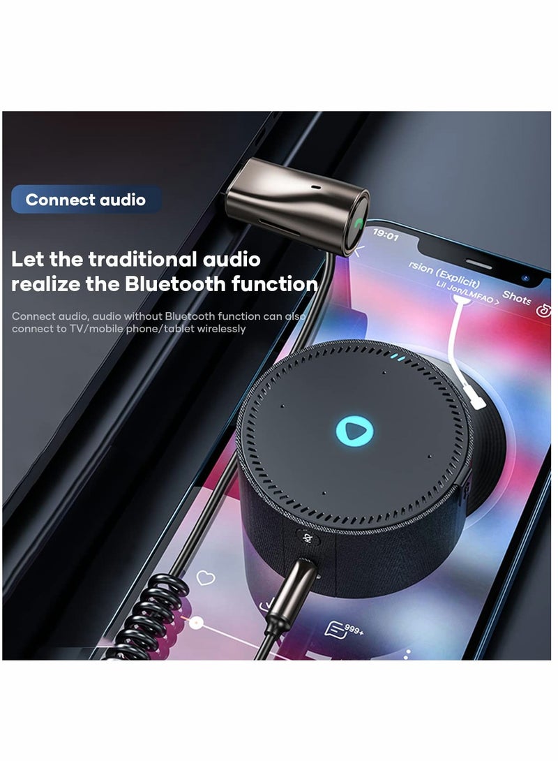 Car Bluetooth Aux Adapter, 3.5mm Bluetooth Receiver 5.0 for Car, Bluetooth Adapter Wireless Receiver, Built-in Microphone for Hands-Free Calls - Image 2