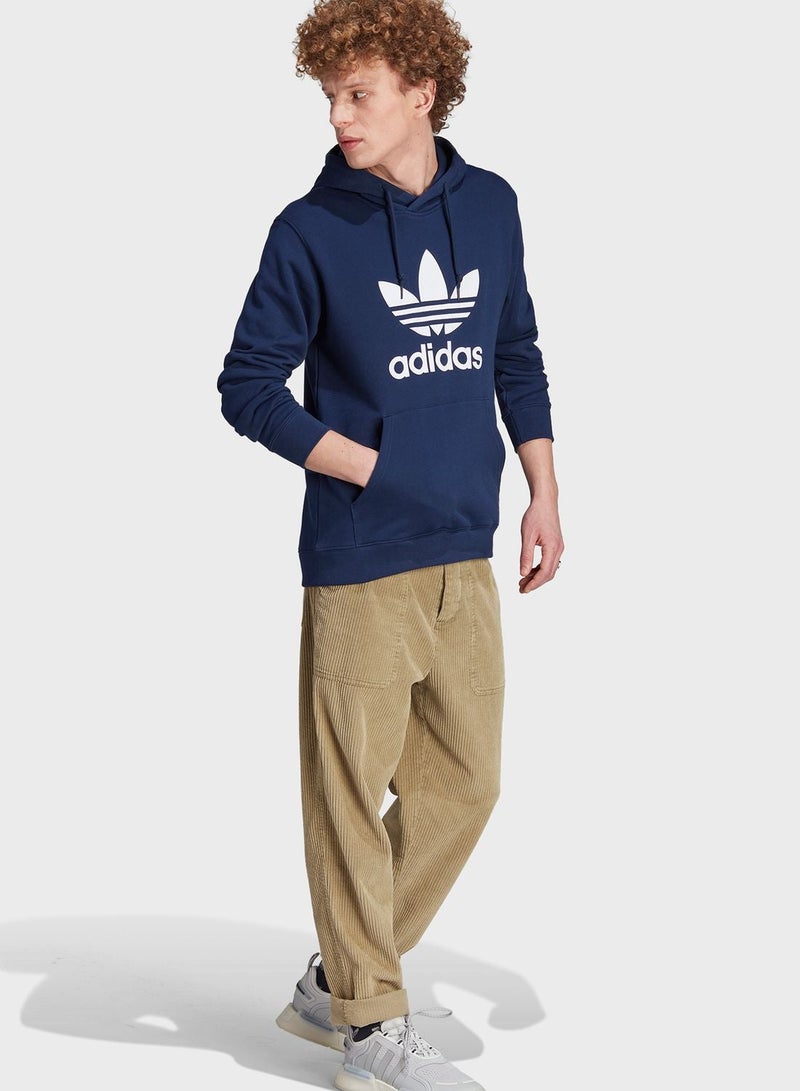 adidas Originals TREFOIL HOODY Blue Originals Men SWEATSHIRTS - Image 5