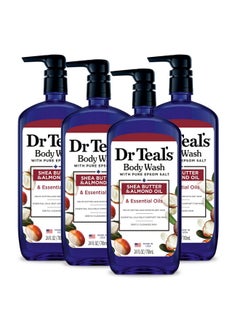 R Teal'S Body Wash With Pure Epsom Salt With Shea Butter & Almond Oil 24 Fl Oz (Pack Of 4) (Packaging May Vary)