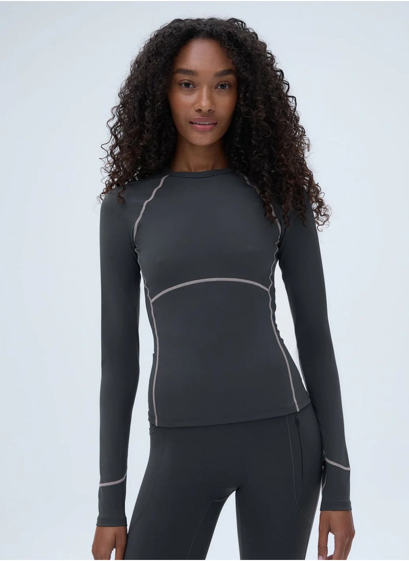 Vicino Vicino Women's Crew Neck Long Sleeve Sports Top - Grey  - Image 1
