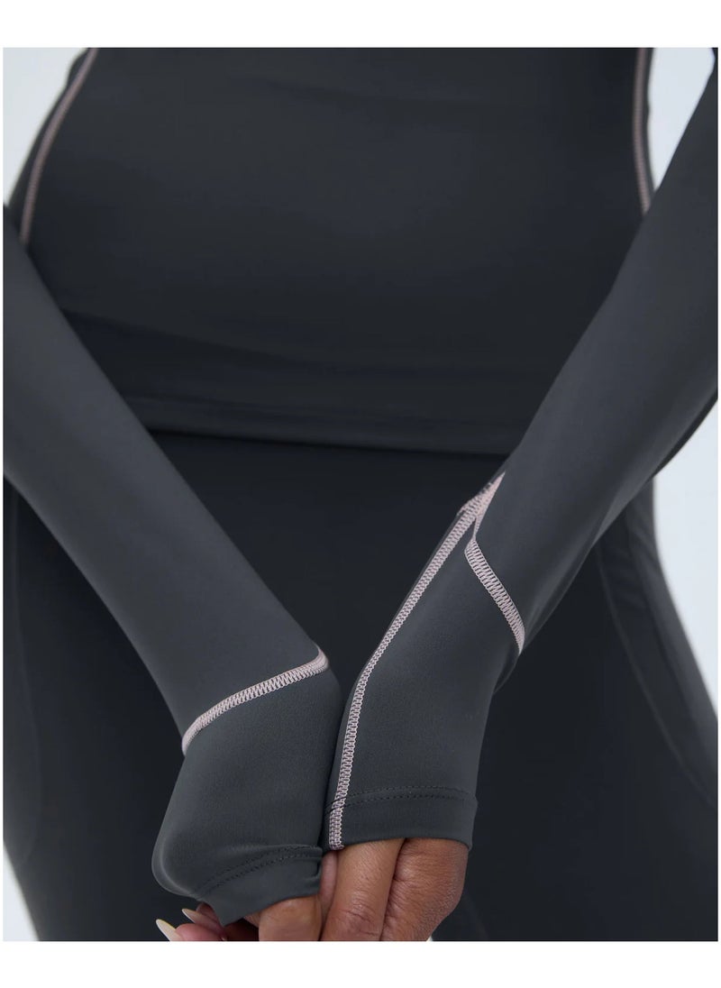 Vicino Vicino Women's Crew Neck Long Sleeve Sports Top - Grey  - Image 2