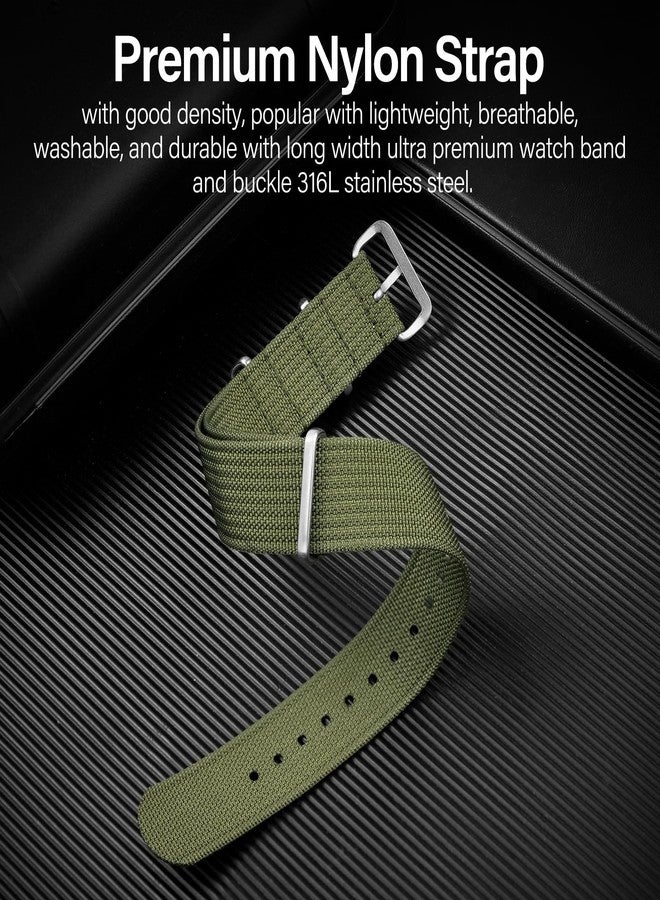 TACTICAL FROG Nylon Watch Band 18mm 20mm 22mm, One-Piece Waterproof Military Watch Straps Replacement for Men Women, With Stainless Steel Buckle, 20mm, Nylon, no gemstone - Image 2