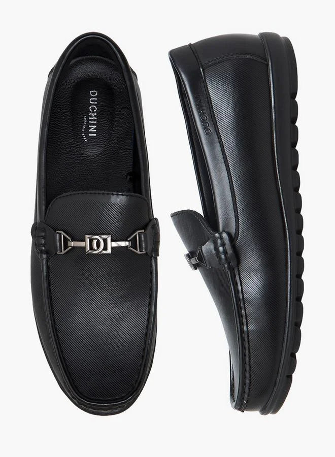Duchini Men Metallic Accent Slip-On Loafers