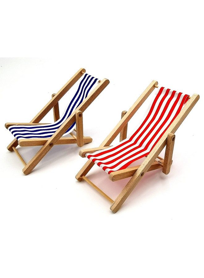 SXFSE Dollhouse Decoration Mini Wooden Folding Beach Sunbath Chair Longue Deck Chair Craft Dollhouse Accessories - Image 2
