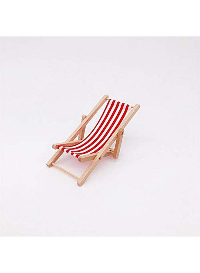 SXFSE Dollhouse Decoration Mini Wooden Folding Beach Sunbath Chair Longue Deck Chair Craft Dollhouse Accessories - Image 3