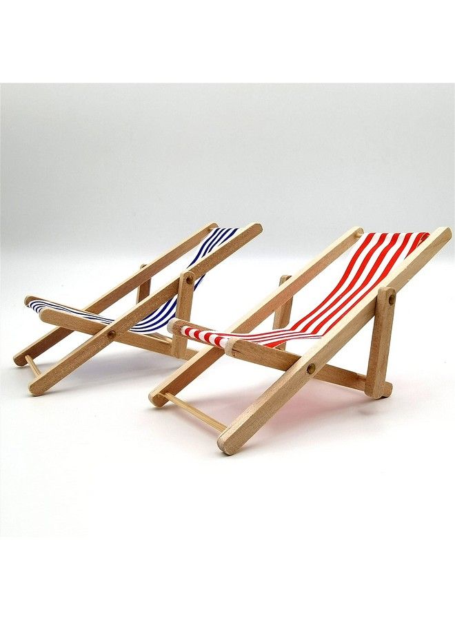 SXFSE Dollhouse Decoration Mini Wooden Folding Beach Sunbath Chair Longue Deck Chair Craft Dollhouse Accessories - Image 5