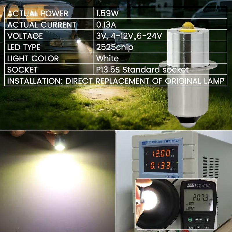 Non Polarized LED Flashlight Bulb 4-12V White for P13.5S PR2P - Image 4