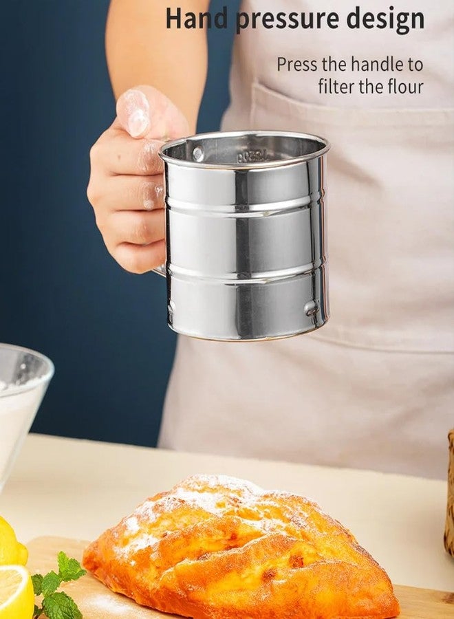 Evona Stainless Steel Flour Sifter l Semi-automatic Creative Fine Mesh Flour Sieve Baking l Flour Sieve Hand Press Atta Chhani for Flour, Baking Cakes, Bread, Sugar & Coffee – Baking Tools for Kitchen - Image 4