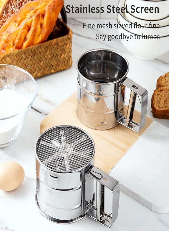 Evona Stainless Steel Flour Sifter l Semi-automatic Creative Fine Mesh Flour Sieve Baking l Flour Sieve Hand Press Atta Chhani for Flour, Baking Cakes, Bread, Sugar & Coffee – Baking Tools for Kitchen - Image 5