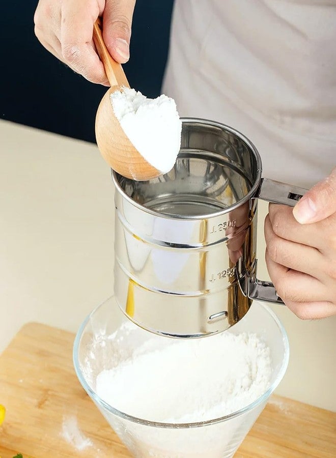 Evona Stainless Steel Flour Sifter l Semi-automatic Creative Fine Mesh Flour Sieve Baking l Flour Sieve Hand Press Atta Chhani for Flour, Baking Cakes, Bread, Sugar & Coffee – Baking Tools for Kitchen - Image 3