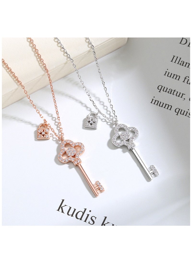 Chomel - Pure Silver Keylock Necklace, Light Luxury, Simple And Elegant Collarbone Chain - Image 1