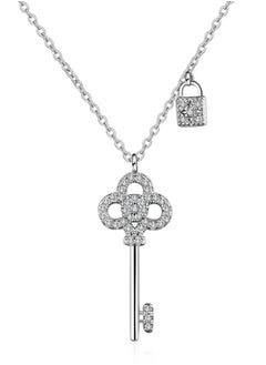 Pure Silver Keylock Necklace, Light Luxury, Simple And Elegant Collarbone Chain