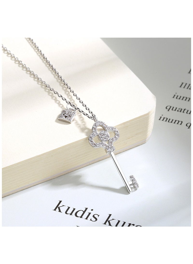 Chomel - Pure Silver Keylock Necklace, Light Luxury, Simple And Elegant Collarbone Chain - Image 1