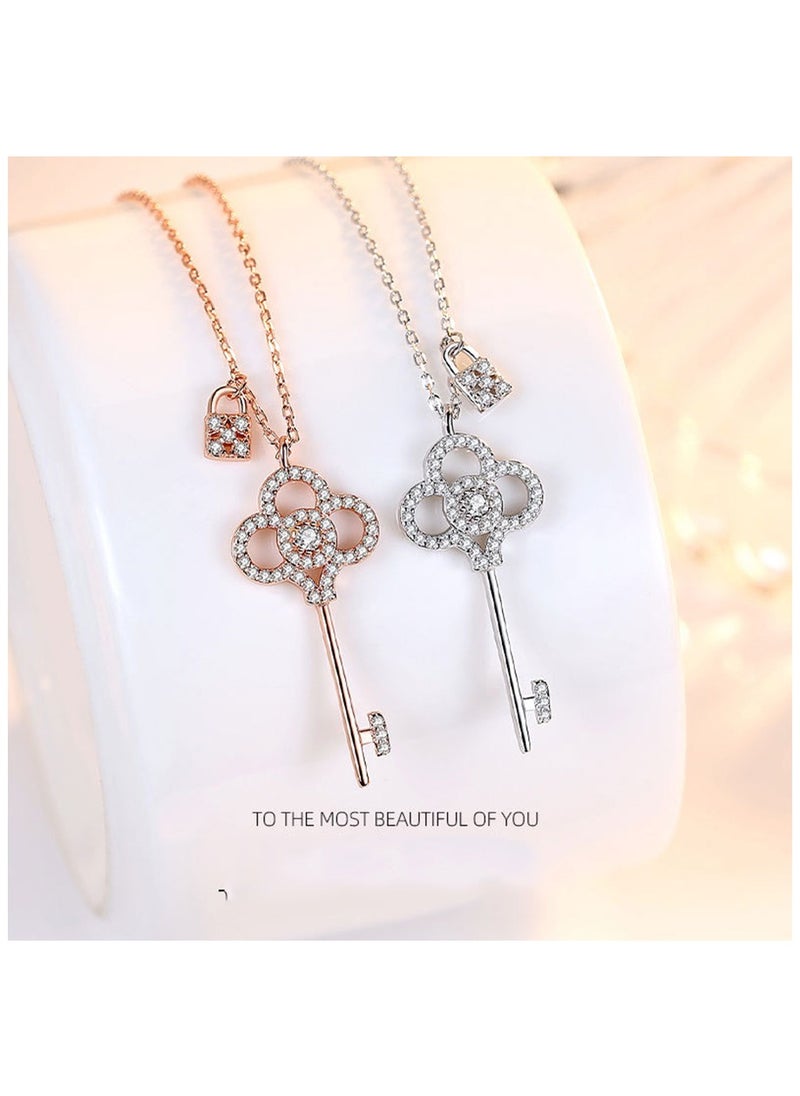 Chomel - Pure Silver Keylock Necklace, Light Luxury, Simple And Elegant Collarbone Chain - Image 1